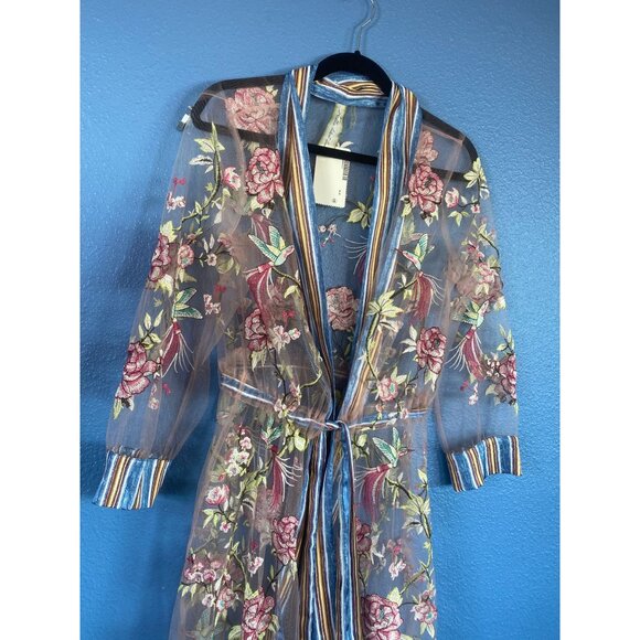 NWT Aratta Silent Journey Maxi Kimono Duster S Embroidered Humming Birds Flowers - Picture 14 of 17